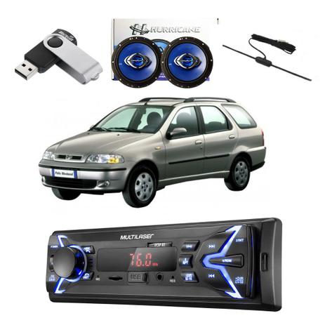 Kit Radio com alto falante pendrive e antena Palio Weekend - Multilaser Menor preço em Kit Radio com alto falante pendrive e antena Palio Weekend - Multilaser