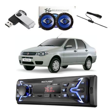 Kit Radio com alto falante pendrive e antena Siena - Multilaser Menor preço em Kit Radio com alto falante pendrive e antena Siena - Multilaser
