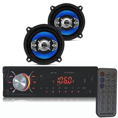 Kit Radio Fm Mp3 Pen Drive Sd Aux + Par Falante 5 Orion Menor preço em Kit Radio Fm Mp3 Pen Drive Sd Aux + Par Falante 5 Orion