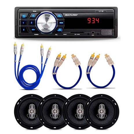 Kit Radio Mp3 + 4 Falantes + 1 Cabo Rca 1m + 2 Cabo Y - Multilaser Menor preço em Kit Radio Mp3 + 4 Falantes + 1 Cabo Rca 1m + 2 Cabo Y - Multilaser