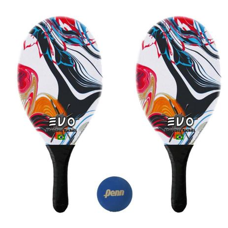 Kit Raquetes Frescobol Evo Fibra Vidro Vector com Bola Penn Menor preço em Kit Raquetes Frescobol Evo Fibra Vidro Vector com Bola Penn