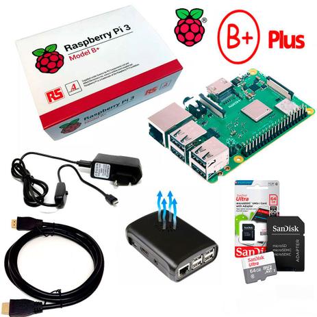 Kit Raspberry Pi 3 Model B+ Plus - Case Com Cooler -64gb - Retrogamespi Menor preço em Kit Raspberry Pi 3 Model B+ Plus - Case Com Cooler -64gb - Retrogamespi