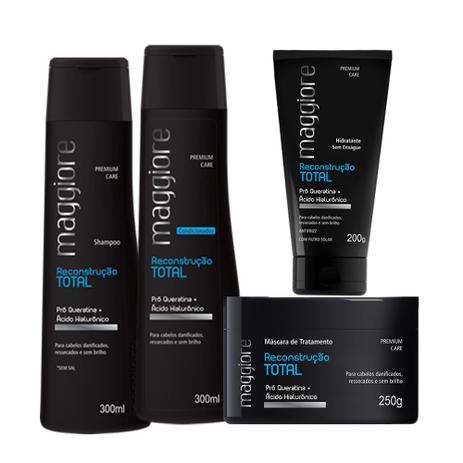 Kit Reconstrução Total Maggiore - Shampoo, Condicionador, Máscara e Hidratante Sem Enxágue Menor preço em Kit Reconstrução Total Maggiore - Shampoo, Condicionador, Máscara e Hidratante Sem Enxágue