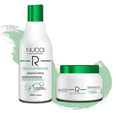 Kit Reconstrutor Capilar Keratin Force Shampoo máscara Nucci 2x 250ml Menor preço em Kit Reconstrutor Capilar Keratin Force Shampoo máscara Nucci 2x 250ml