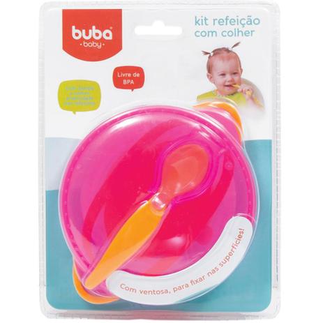 Kit Refeição Com Colher Rosa - Buba Toys Menor preço em Kit Refeição Com Colher Rosa - Buba Toys