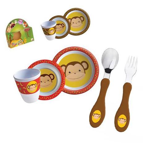 Kit Refeição com Talher Tigela e Copo Macaquinho Macaco Infantil - Zein Menor preço em Kit Refeição com Talher Tigela e Copo Macaquinho Macaco Infantil - Zein