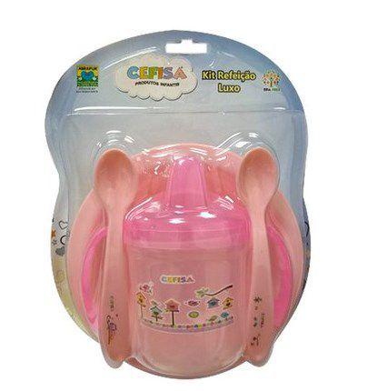 Kit Refeição Luxo - CEFISA 4 peças Rosa com ventosa Menor preço em Kit Refeição Luxo - CEFISA 4 peças Rosa com ventosa