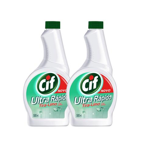 Kit Refil Cif Tira Limo Ultra Rapido com Cloro 500ml 2 unidades Menor preço em Kit Refil Cif Tira Limo Ultra Rapido com Cloro 500ml 2 unidades