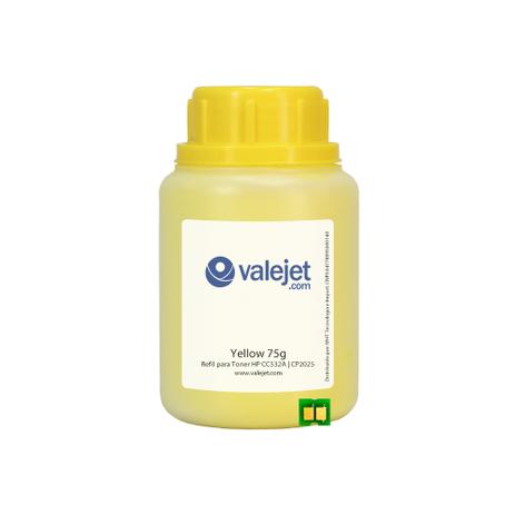 Kit Refil de Toner e Chip para HP CC532A CP2025 CM2320 Yellow 75g - Valejet Menor preço em Kit Refil de Toner e Chip para HP CC532A CP2025 CM2320 Yellow 75g - Valejet