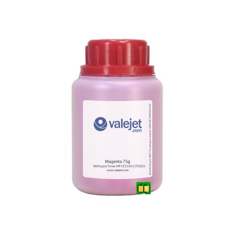 Kit Refil de Toner e Chip para HP CC533A CP2025 CM2320 Magenta 75g - Valejet Menor preço em Kit Refil de Toner e Chip para HP CC533A CP2025 CM2320 Magenta 75g - Valejet