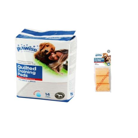 Kit Refil Saco Cata-Caca e Pacote Tapetes Higiênico Pawise Menor preço em Kit Refil Saco Cata-Caca e Pacote Tapetes Higiênico Pawise