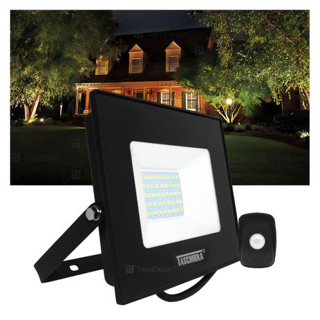 Kit Refletor LED Taschibra TR 50 Slim Preto + Sensor de Movimento com Fotocélula Qualitronix QA26M Menor preço em Kit Refletor LED Taschibra TR 50 Slim Preto + Sensor de Movimento com Fotocélula Qualitronix QA26M