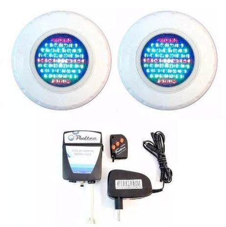 Kit Refletor para Piscina 2 Led 45 Colorido RGB + Comando Pooltec Menor preço em Kit Refletor para Piscina 2 Led 45 Colorido RGB + Comando Pooltec