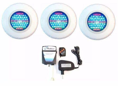 Kit Refletor para Piscina 3 Led 45 Colorido RBB + Comando - Pooltec Menor preço em Kit Refletor para Piscina 3 Led 45 Colorido RBB + Comando - Pooltec