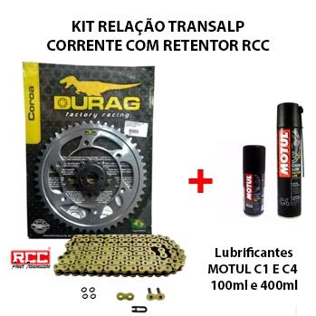 Kit relação durag transalp 700 corrente rcc c/ retentor + motul kit c4 Menor preço em Kit relação durag transalp 700 corrente rcc c/ retentor + motul kit c4