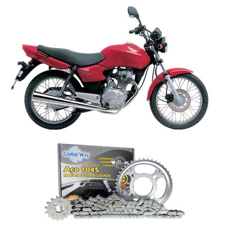 Menor preço em Kit Relação Honda Cg Titan 125 2000 2001 2002 2003 2004 2005 2006 2007 2008 Aço 1045 - Global way