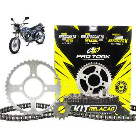 Kit Relacao Moto Cg 90 ate 99 Corrente Coroa Pinhao Motocicleta (KT-01H) - Pro tork Menor preço em Kit Relacao Moto Cg 90 ate 99 Corrente Coroa Pinhao Motocicleta (KT-01H) - Pro tork