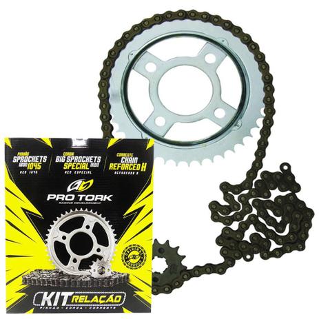 Kit Relacao Moto Ybr Yamaha Corrente Coroa Pinhao Motocicleta (KT-03Y) - Pro tork Menor preço em Kit Relacao Moto Ybr Yamaha Corrente Coroa Pinhao Motocicleta (KT-03Y) - Pro tork