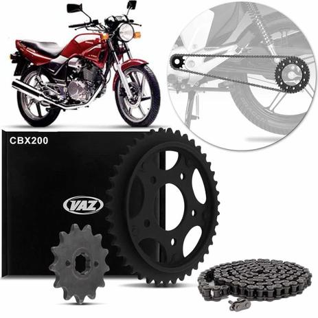 Kit Relação Transmissão Com Retentor Honda CBX 200 1995 A 2003 Vaz Xtreme Black Edition H00577X Menor preço em Kit Relação Transmissão Com Retentor Honda CBX 200 1995 A 2003 Vaz Xtreme Black Edition H00577X