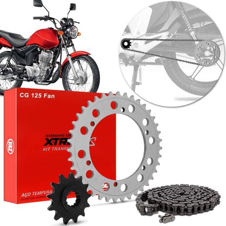 Kit Relação Transmissão Honda CG 125 Fan 2009 a 2013 Vaz Xtreme Standard Edition Completo Menor preço em Kit Relação Transmissão Honda CG 125 Fan 2009 a 2013 Vaz Xtreme Standard Edition Completo