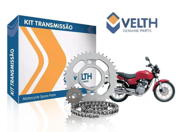 KIT Relação Transmissão Honda Titan Cg-fan 125 2009 a 2013 AÇO 1045 Reforçado Velth Menor preço em KIT Relação Transmissão Honda Titan Cg-fan 125 2009 a 2013 AÇO 1045 Reforçado Velth