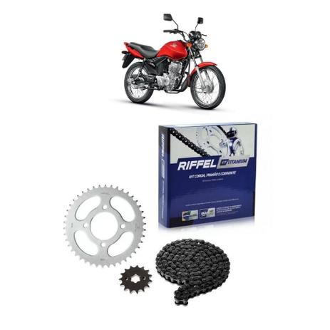 Kit Relação Transmissão Riffel CG 125 Fan Cargo 2009-2013 Menor preço em Kit Relação Transmissão Riffel CG 125 Fan Cargo 2009-2013