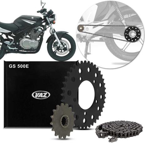 Kit Relação Transmissão Suzuki GS 500 1994 A 2008 Vaz Xtreme Black Edition S00191X Menor preço em Kit Relação Transmissão Suzuki GS 500 1994 A 2008 Vaz Xtreme Black Edition S00191X