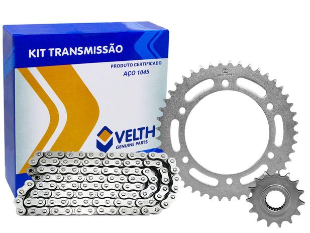 KIT Relação Transmissão Yamaha Fazer 250 2006 a 2017 AÇO 1045 Reforçado Velth Menor preço em KIT Relação Transmissão Yamaha Fazer 250 2006 a 2017 AÇO 1045 Reforçado Velth