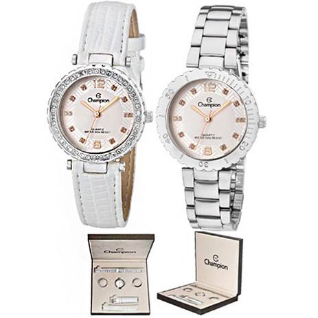 Kit Relógio Champion Feminino Troca Pulseira e Aro CN29203Q Menor preço em Kit Relógio Champion Feminino Troca Pulseira e Aro CN29203Q