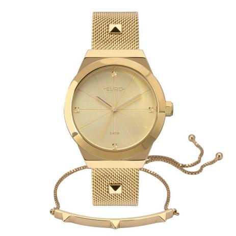 Kit relógio euro feminino dourado eu2035yrj/k4d Menor preço em Kit relógio euro feminino dourado eu2035yrj/k4d