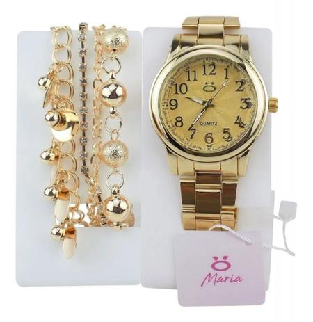 Kit Relógio Feminino Analógico Dourado + Pulseira - Orizom é boa?