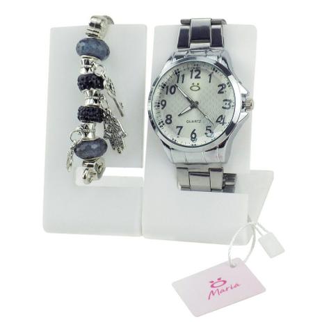 Kit Relogio Feminino Em Aco Inox Pulseira Estilo Pandora Orizom Kit Relogio Magazine Luiza