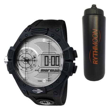 Kit Relógio Mormaii Masculino MO2568AB/8B + Squeeze Automático 1lt - Rythmoon Menor preço em Kit Relógio Mormaii Masculino MO2568AB/8B + Squeeze Automático 1lt - Rythmoon