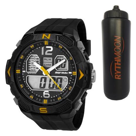 Kit Relógio Mormaii Masculino MO2909/8Y + Squeeze Automático 1lt - Rythmoon Menor preço em Kit Relógio Mormaii Masculino MO2909/8Y + Squeeze Automático 1lt - Rythmoon