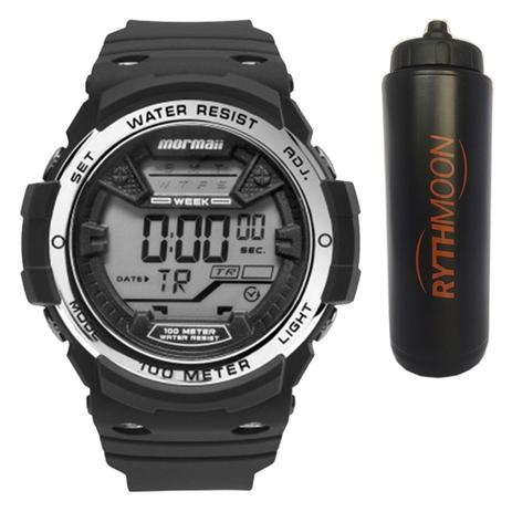 Kit Relógio Mormaii Masculino MO3500B/8K + Squeeze Automático 1lt - Rythmoon Menor preço em Kit Relógio Mormaii Masculino MO3500B/8K + Squeeze Automático 1lt - Rythmoon