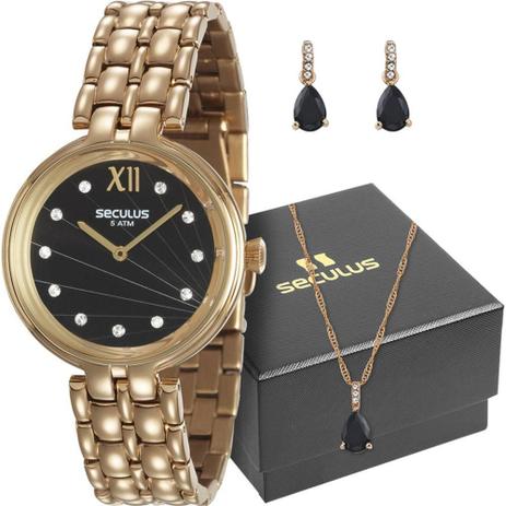 Kit Relógio Seculus Feminino Colar E Brincos 13022lpsvds2k1 Menor preço em Kit Relógio Seculus Feminino Colar E Brincos 13022lpsvds2k1