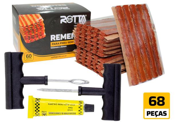 Kit Remendo P/ Reparo Pneu Carro Moto C/ 60 Refis Macarrão - ROTTA Menor preço em Kit Remendo P/ Reparo Pneu Carro Moto C/ 60 Refis Macarrão - ROTTA