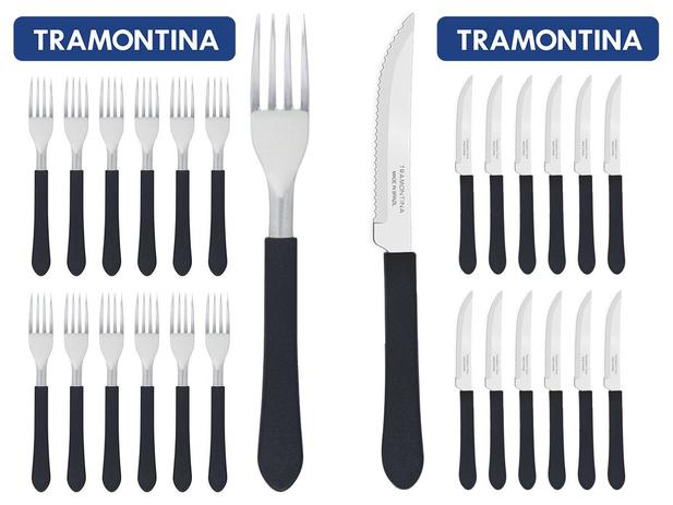 Kit Restaurante 12 Talheres Tramontina 6 Facas + 6 Garfos Menor preço em Kit Restaurante 12 Talheres Tramontina 6 Facas + 6 Garfos