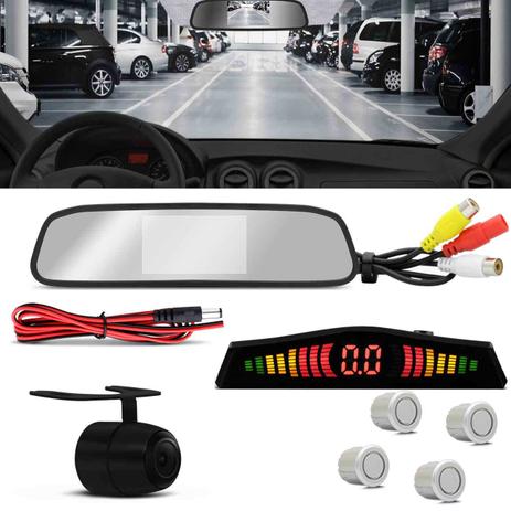Kit Retrovisor Interno Tela LCD 4.3 Polegadas 12V com Câmera Ré e Sensor Estacionamento 4 Pontos LED - Prime Menor preço em Kit Retrovisor Interno Tela LCD 4.3 Polegadas 12V com Câmera Ré e Sensor Estacionamento 4 Pontos LED - Prime