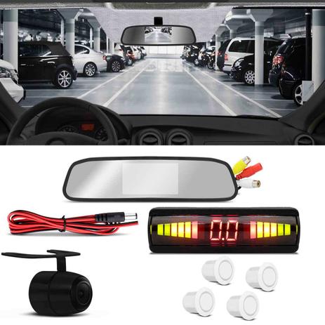 Kit Retrovisor Interno Tela LCD 4.3 Polegadas com Sensor Estacionamento 4 Pontos e Câmera Ré 2 em 1 - Prime Menor preço em Kit Retrovisor Interno Tela LCD 4.3 Polegadas com Sensor Estacionamento 4 Pontos e Câmera Ré 2 em 1 - Prime