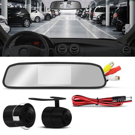 Kit Retrovisor Interno Tela LCD TFT 4.3 Polegadas 12V com Câmera Ré 2 em 1 Colorida Multilaser - Prime Menor preço em Kit Retrovisor Interno Tela LCD TFT 4.3 Polegadas 12V com Câmera Ré 2 em 1 Colorida Multilaser - Prime