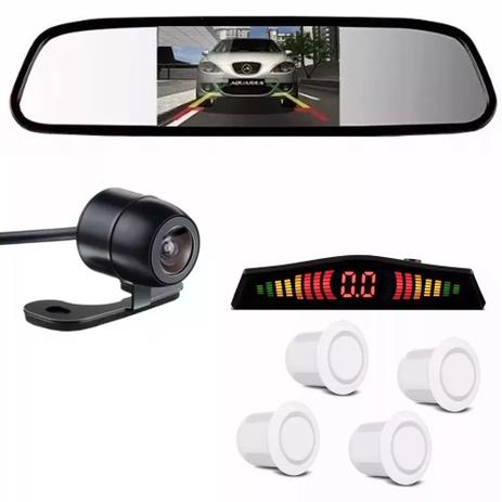 Kit Retrovisor Lcd C/ Camera Sensor De Estacionamento Re - Branco - Global Menor preço em Kit Retrovisor Lcd C/ Camera Sensor De Estacionamento Re - Branco - Global