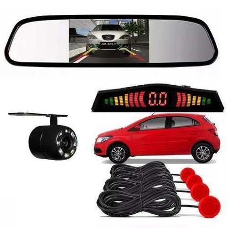 Kit Retrovisor Lcd C/camera Visao Colorida + Sensor Vermelho - Import Menor preço em Kit Retrovisor Lcd C/camera Visao Colorida + Sensor Vermelho - Import