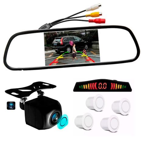 Kit Retrovisor Lcd Camera Visao Colorida + Sensor Re Branco - FIRST OPTION Menor preço em Kit Retrovisor Lcd Camera Visao Colorida + Sensor Re Branco - FIRST OPTION