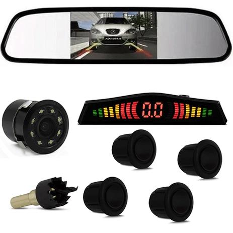 Kit Retrovisor Lcd Camera Visao Noturna + Sensor Re Preto - Universal Menor preço em Kit Retrovisor Lcd Camera Visao Noturna + Sensor Re Preto - Universal