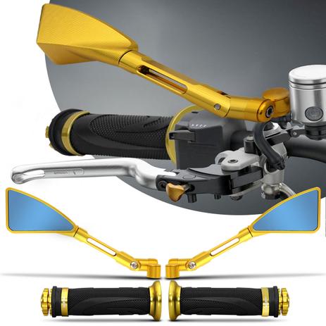 Kit Retrovisor Manopla Moto Esportivo Similar Rizoma Jupiter Universal Dourado - St Menor preço em Kit Retrovisor Manopla Moto Esportivo Similar Rizoma Jupiter Universal Dourado - St