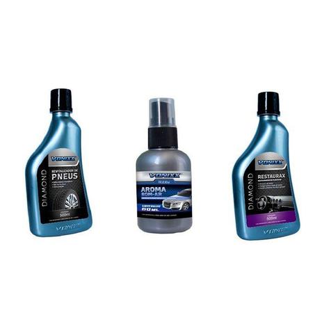 Kit Revitalizador de Pneus + Restaurax + Aromatizante Spray Vonixx Menor preço em Kit Revitalizador de Pneus + Restaurax + Aromatizante Spray Vonixx
