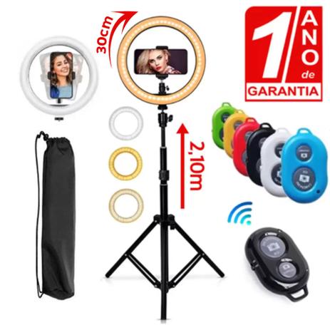 Kit Ring Light 30cm 12 Polegadas C/ Tripé 2,10m Bolsa para Transporte e 1 Ano de Garantia - Redshock Menor preço em Kit Ring Light 30cm 12 Polegadas C/ Tripé 2,10m Bolsa para Transporte e 1 Ano de Garantia - Redshock