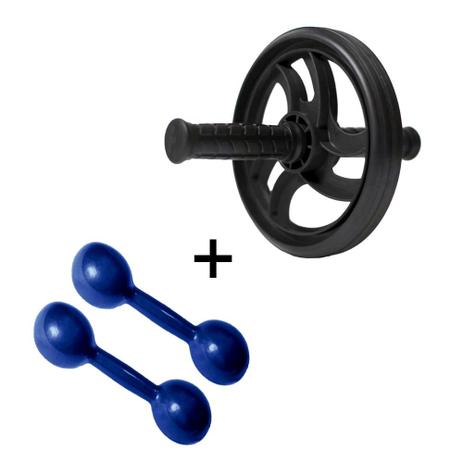 Kit Roda Abdominal Preta + Par Halter 1kg Peso Emborrachado - Natural fitness Menor preço em Kit Roda Abdominal Preta + Par Halter 1kg Peso Emborrachado - Natural fitness