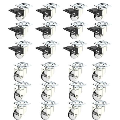 Kit Rodízio Transparente 50mm com e sem Freio Chapa Giratório-Soprano-24Unidades Menor preço em Kit Rodízio Transparente 50mm com e sem Freio Chapa Giratório-Soprano-24Unidades